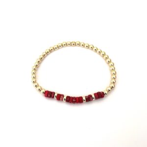 Red Jasper Gold Filled Bead Bracelet