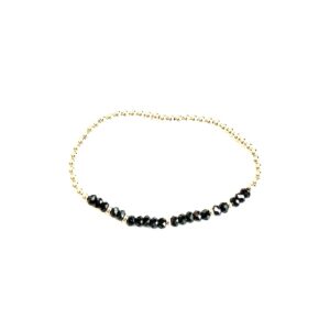 Black Spinel Gold Filled Bead Bracelet