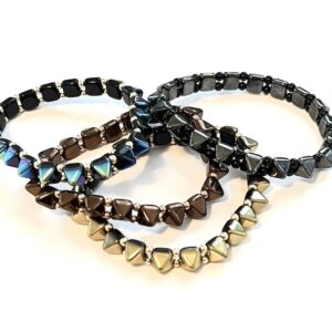 Czech Glass Pyramid Stretch Bracelet