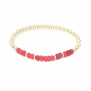 Ruby Jade Gold Filled Bead Bracelet