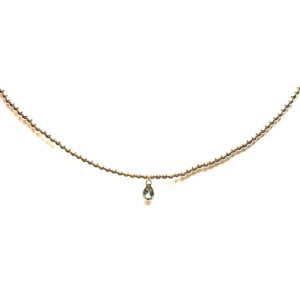 14K Green Sapphire Pendant Gold Filled Bead Necklace