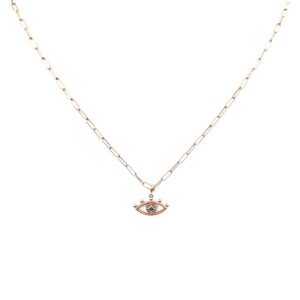 14K Rose Gold Blue Diamond Evil Eye Necklace