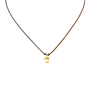 14K Oval Shaped Citrine Pendant Silk Cord Necklace